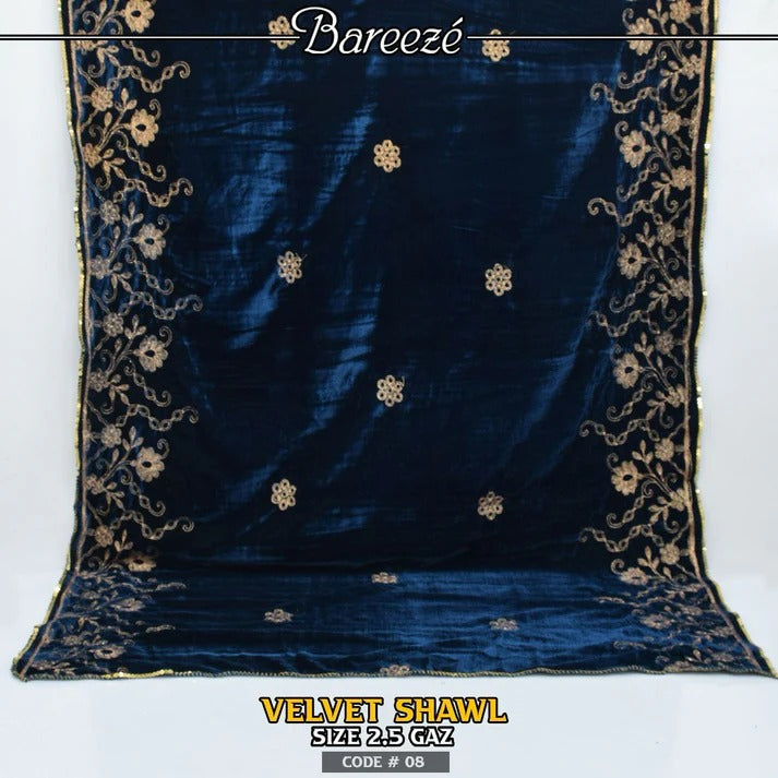 Embroidered Velvet Shawl -S-07