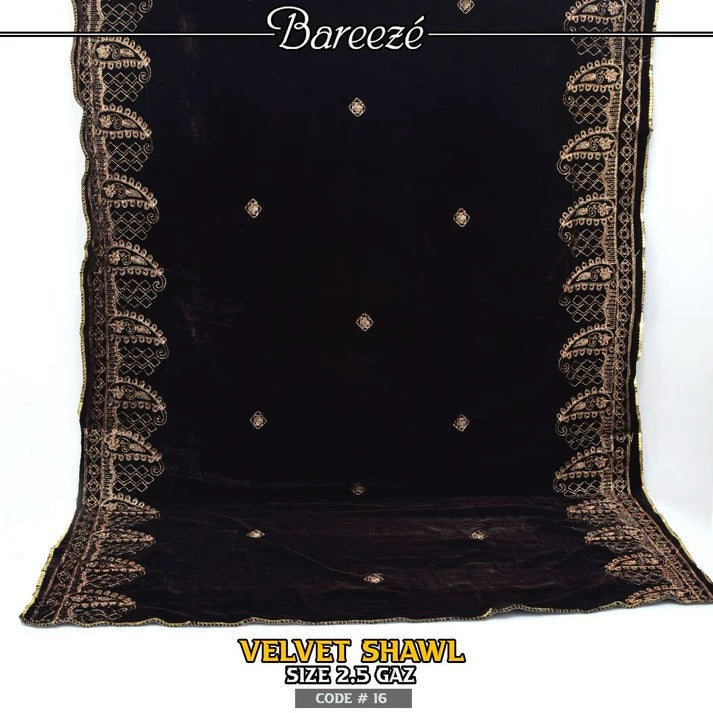 Embroidered Velvet Shawl -S_05