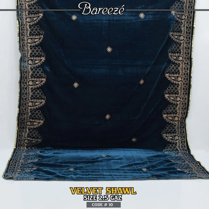 Embroidered Velvet Shawl -S-03